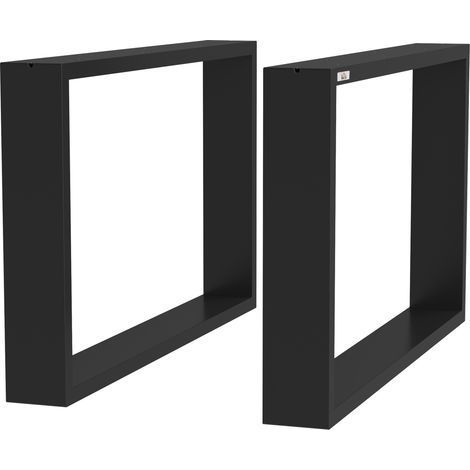 capacité, noir, acier, 70x8x41 cm, 60 kg, Ensemble de 2 pieds rectangulaires table d'appoint style industriel (1/5)