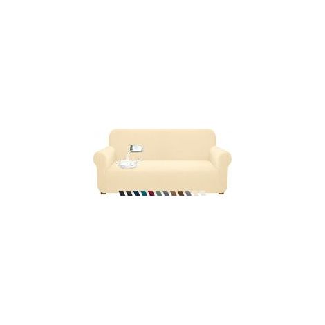 Housse de canapé extensible 3 places imperméable – Résistante aux griffures – Tissu 95% polyester – Ajustement parfait avec bâtonnets antidérapants (1/5)