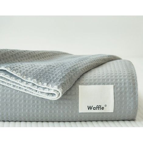 Plaid gris gaufré surpiqûres blanche 150 x 200 cm  WAFFLE
