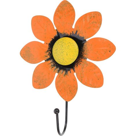 Crochet Mural Fer Forme Fleur Orange Patère Décorative Robuste pour Salle (1/5)