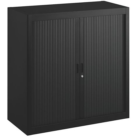 Armoire métal à rideaux démontable Classique H 100 x L 100 cm unicolore - Noir - Maxiburo