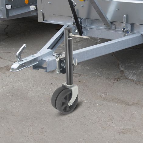 Anhängerheber 2000 lbs, Doppelräder, Höhenverstellbar, Ideal für Bootsanhänger, Wohnwagen (Schwarz) (1/5)