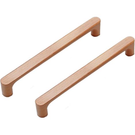Lot de 2 Poignée Meuble en Bois de Hêtre Massif Couleur Bois Original Style Simple et Moderne pour Armoire Porte Troir Commode (192MM) (1/5)