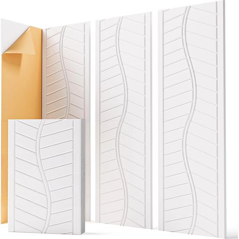 12 Panneaux Acoustiques Muraux Auto-Adhésifs – 30x40cm Panneaux Absorbants, Texture Feuillage, Traitement Acoustique pour Studio, Salle de Jeu et Porte (Blanc) (1/5)