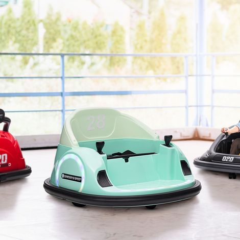 Autoscontri, rotazione a 360°, velocità 2 km/h, cintura di sicurezza, luci a LED, musica e clacson, verde