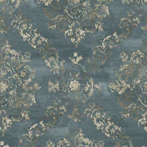 Baroque wallcovering wall Profhome 387073 hot embossed non-woven wallpaper slightly textured baroque style shiny turquoise gold teal 5.33 m2 (57 ft2) (1/5)