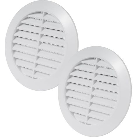 Lot de 2 - Cache-grille - Grille d'aération - Protection insectes intégrée - Circulation d'air optimisée - Salle de bain et bureau - Blanc - 11,6x11,6 cm (1/5)