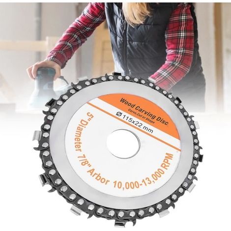 Outil de Coupe pour Destructeur de Souche Disque de Scie à Chaîne pour Meuleuse D'angle de 4,5 pouces Accessoires de Menuiserie (1/4)