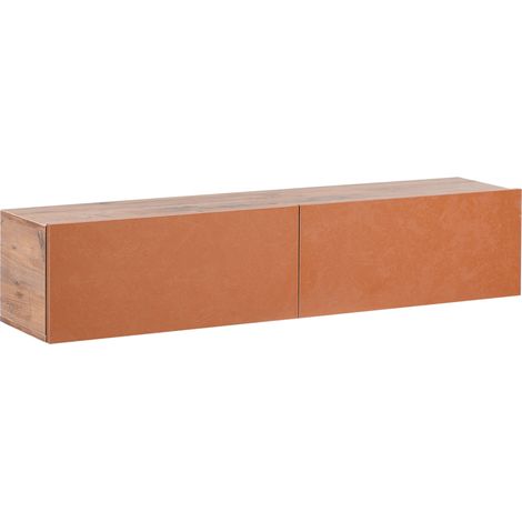 Mueble TV minimalista montado en la pared unidad de almacenaje gabinete de melamina tablero de partículas marrón y rojo Gladstone