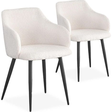 Lot de 2 Chaises Bouclette "Joa" 79cm Crème (1/5)