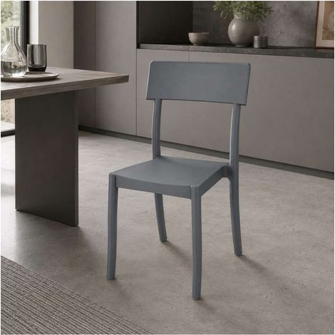 Domo Mea Sedia Milly in Polipropilene Grigio Metallo - Ideale per Interni ed Esterni (1/3)