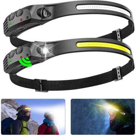 2 Stück LED Stirnlampe USB wiederaufladbar Wasserdicht COB XPE Stirnlampe mit intelligentem Sensormodus für Angeln, Camping, Radfahren, Laufen (1/5)