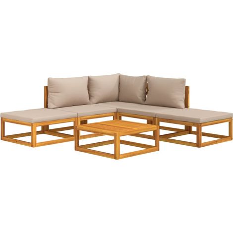 6-tlg. Garten-Lounge-Set mit Taupe Kissen Massivholz vidaXL (1/4)
