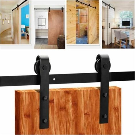 – Rail de porte coulissante 2M – Acier au carbone – Capacité 100kg – Longueur 200cm – Système silencieux avec butée de rouleau (1/4)
