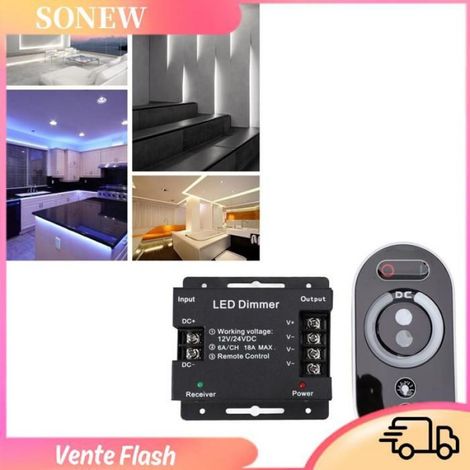 Variateur LED DC 12V 24V, gradation continue PWM avec fonction mémoire et télécommande RF, pour bande lumineuse LED (1/4)