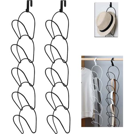 10 Stück Cap Halter Tür Hut Racks, Baseball Cap Halterung Schrank hängende Huthalter,für Schals Handtaschen Handtücher Kleidung Krawatten mit Haken zum Aufhängen, schwarz (1/5)