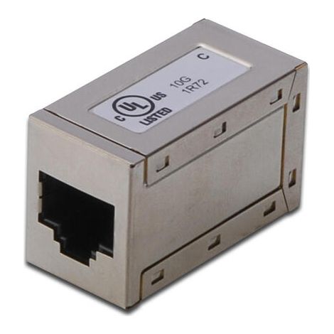 DIGITUS DN-93905 Acoplador RJ45 Cat 6A, 1 Pieza, Extensión de Cable Lan, Conector de Cable de red Cat6A, Compatible con PoE, Acoplador Modular, Para Switch, DSL, Módem, Router, PC, Plata (1/4)