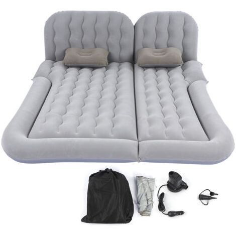 Matelas Gonflable Electrique,Matelas de voyage gonflable multifonction 2 en 1, coussin de repos doux en PVC floqué pour voiture SUVGray (1/5)