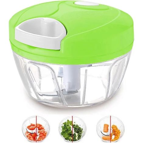 Hachoir de cuisine manuel acier inoxydable 8.5x12.5x8 cm vert (1/3)