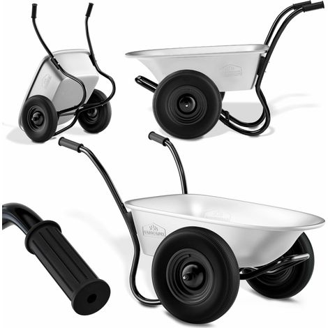 Gardebruk – Brouette de jardin 2 roues 150 kg – Cuve galvanisée 100 L – Jantes en acier thermolaqué – Roues pneumatiques tout-terrain