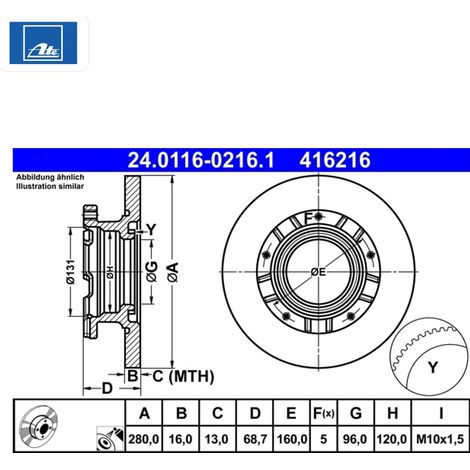 Lot de 2 Disques de frein ATE 24.0116-0216.1 FORD 1387152 1451161