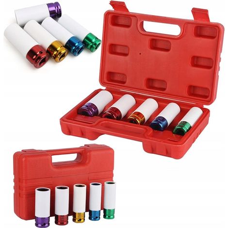 Dados de Impacto para Llantas 1/2" – Set 15,17,19,21,22 mm Acero CrV, Revestimiento Antirayaduras, Maletin (1/5)