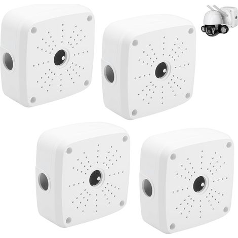 Lot de 4 boîtes de jonction universelles en plastique épais pour caméra de surveillance - Pour montage extérieur sécurisé - Blanc (1/5)