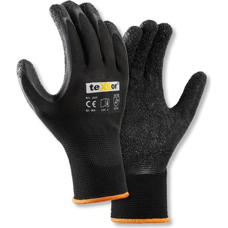 teXXor® Polyester-Strickhandschuhe LATEX, Schwarz/Schwarz (1/5)