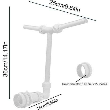 Cascata bianca per piscina, fontana per piscina, irrigatore per piscina, aeratore per piscina, cascata idrodinamica regolabile per piscina, giardino esterno, adatta per interfaccia da 1,5 pollici (1/3)