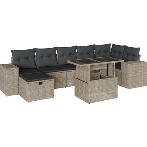 Maison Exclusive - Set Divano da Giardino 8pz con Cuscini Grigio Chiaro Polyrattan