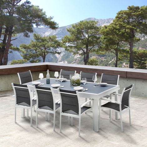 Gartenmöbel Set Modulo T 8/12 + F 8 Full Glas Weiß Wilsa Garden (1/5)