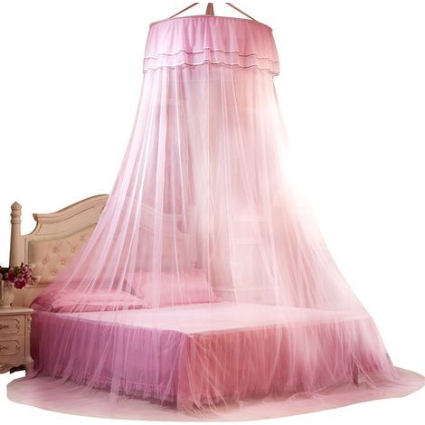 Atmungsaktives, rundes Moskitonetz aus Spitze, Prinzessinnenstil, Bettvorhang (rosa) (1/5)