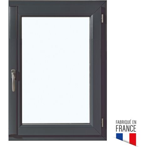 Fenêtre PVC 950x600mm gris anthracite – ouvrant à la française tirant gauche – dormant monobloc 120mm – vitrage granité 4.20.4