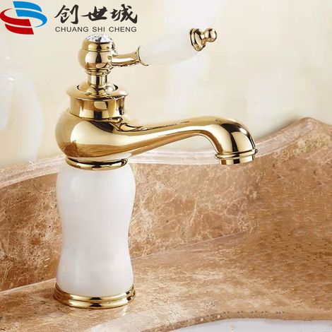 European and American style brass basin single-hole hot and cold water faucet for bathroom sinks and washbasins - Splash-proof faucet - Model E