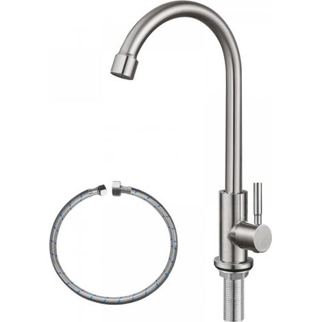 Robinet d'eau froide pour évier de cuisine, robinet simple en acier inoxydable SUS304 (1/4)