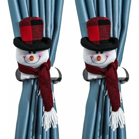 2 Pcs Boucle de Rideau de Noël Attache Rideau Thème de Noel Wapiti Bonhomme De Neige Décoration de Maison Café Bureau Décoration Noël,- Lefou (1/5)