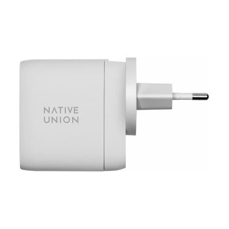 Chargeur rapide GaN Native Union - Chargeur PD 67 W, 2 ports USB-C, adaptateurs US/UK/EU inclus (blanc) (1/3)