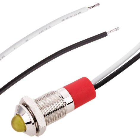 Lampe voyant LED 8mm 220VAC à montage sur panneau jaune (1/5)