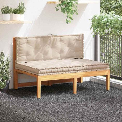 vidaXL Coussins de plancher de palette lot de 2 Coton Beige (1/5)