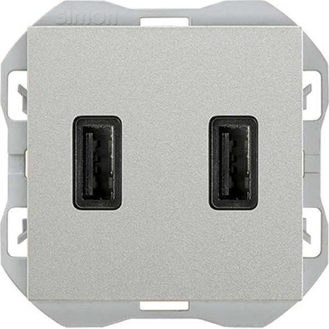 SIMON 270  Cargador USB doble A + A 3,1A Smartcharge aluminio 20000196-093