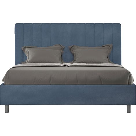 Letto contenitore da 160x200 in microfibra blu Agueda (1/5)