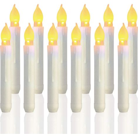 Juego de 12 velas LED blancas con efecto de llama parpadeante, para Navidad.