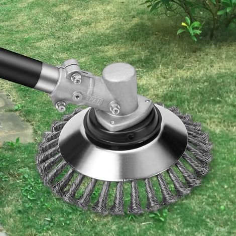 Brosse à Désherber Ronde pour Débroussailleuse, 6'' Tête Brosse Désherbage pour Outils de Pelouse Jardin Agriculture, 150 x 25,4mm Brosse Rotative avec Roue en Fil d'acier Massif (6 Pouce) (1/5)