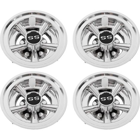 Capuchons de Moyeu de Roue de Voiture de Club, Couvercles de Moyeu de Roue de Voiture de Club, Enjoliveurs de Roue de Chariot en Plastique plaqué Argent pour EZGO 8 Pouces (1/5)