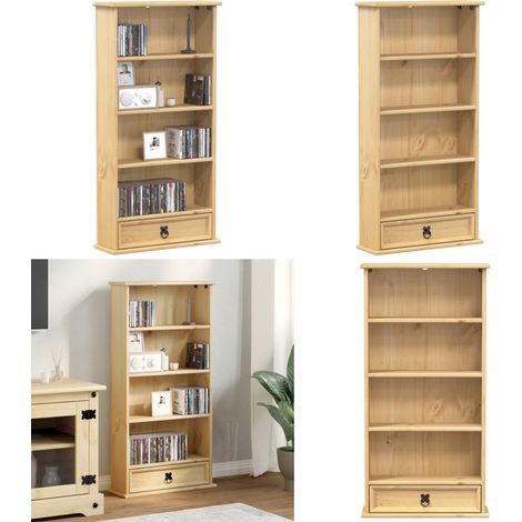 Armoire à CD Corona 52x17,5x103 cm bois de pin massif - Bibliothèque - Meuble Tv - Bibliothèque Design - Rangement Cd Dvd - Armoire À Livres - Home & Living