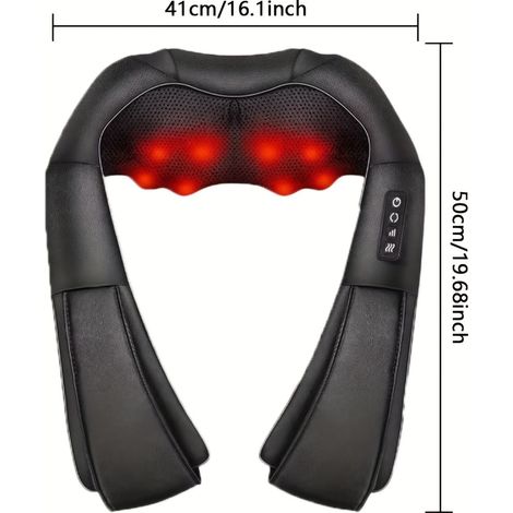 Masseur Cervical, Massage Dos et Cou Épaules avec Chauffage,Appareil de Massage Shiatsu Électrique avec Sac de Rangement,3D-rotation Vitesse Réglable, Cadeaux pour Meres Papa Femme Homme,Noir