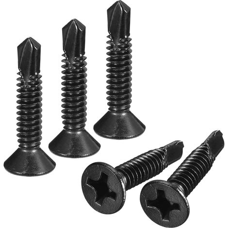 50pcs 12 x 1" Feuille Métal Vis Noir Oxyde 410 Inox Acier (1/5)
