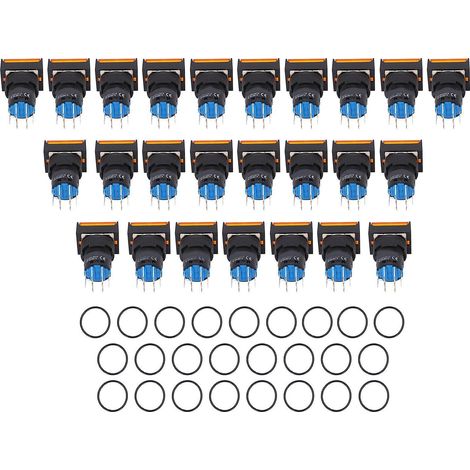 Lot de 25 interrupteurs à bouton-poussoir autobloquants rectangulaires industriels pour relais AC/DC 24 V 5 A (1/5)