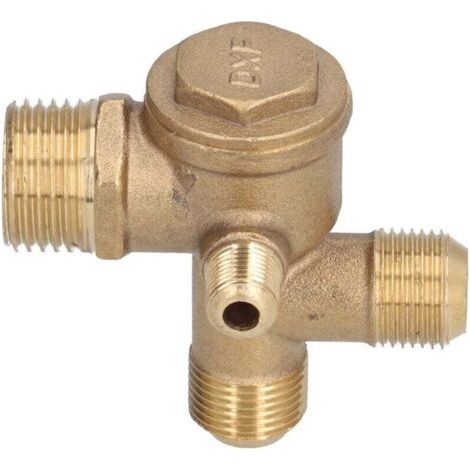 Composants de remplacement de valve de compresseur d'air, accessoire de clapet anti-retour à Double tuyau en laiton à 4 voies 10x16x 16x20.5mm / 0.4x0.6x0.6x0.8in (1/4)