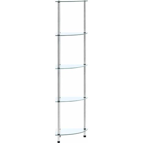Étagère 5 niveaux Étagère de Rangement - Armoire de Rangement Transparent 30x30x130 cm Verre trempé BV609724 - BonneVie (1/5)